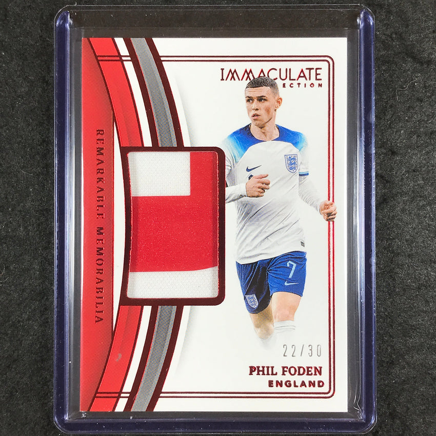 2023-24 Immaculate Soccer PHIL FODEN Remarkable Memorabilia Ruby Red 22/30