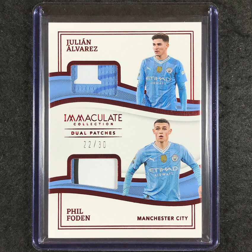 2023-24 Immaculate Soccer JULIAN ALVAREZ PHIL FODEN Dual Patches Ruby Red 22/30