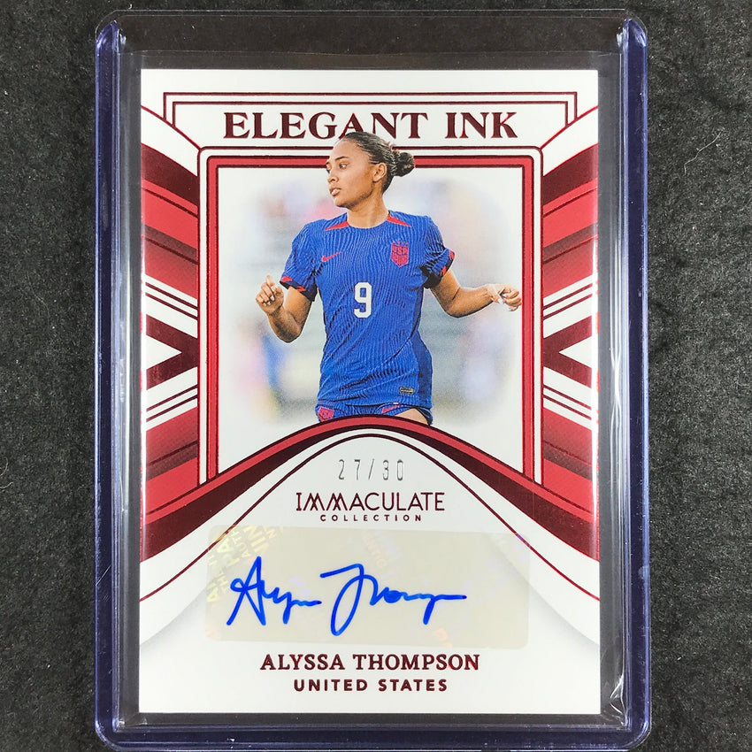 2023-24 Immaculate Soccer ALYSSA THOMPSON Elegant Ink Auto Ruby Red 27/30