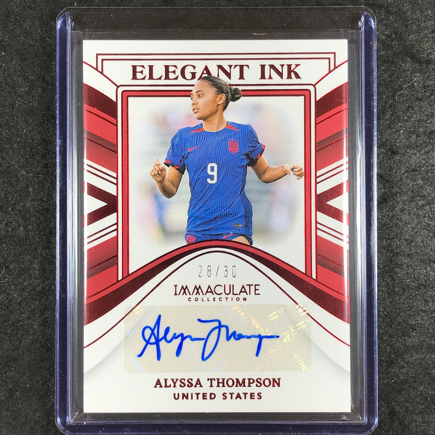 2023-24 Immaculate Soccer ALYSSA THOMPSON Elegant Ink Auto Ruby Red 28/30