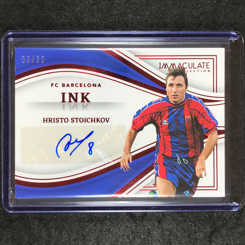 2023-24 Immaculate Soccer HRISTO STOICHKOV Ink Auto Ruby Red 5/30