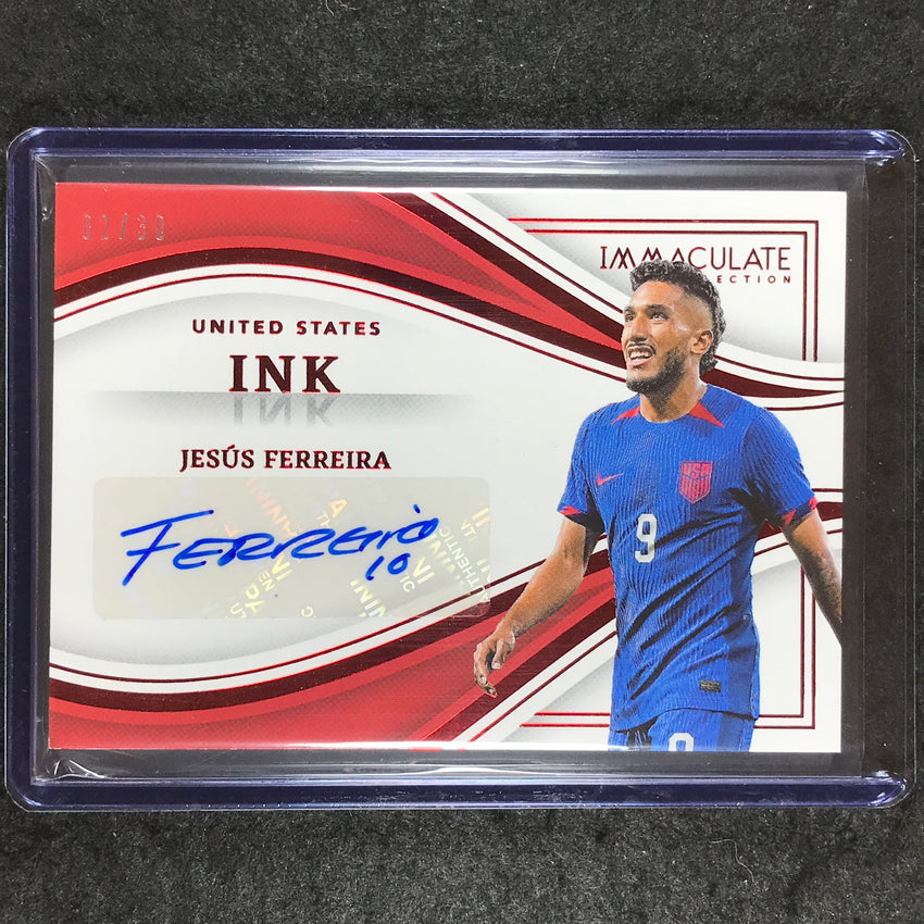 2023-24 Immaculate Soccer JESUS FERREIRA Ink Auto Ruby Red 2/30