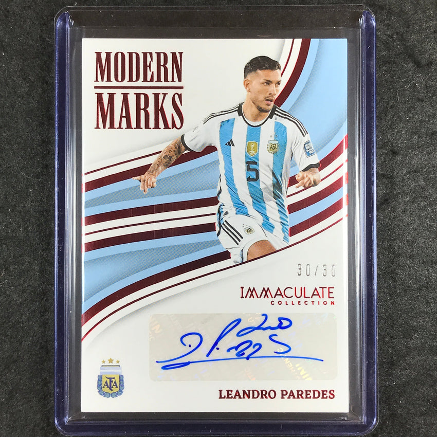 2023-24 Immaculate Soccer LEANDRO PAREDES Modern Marks Auto Ruby Red 30/30