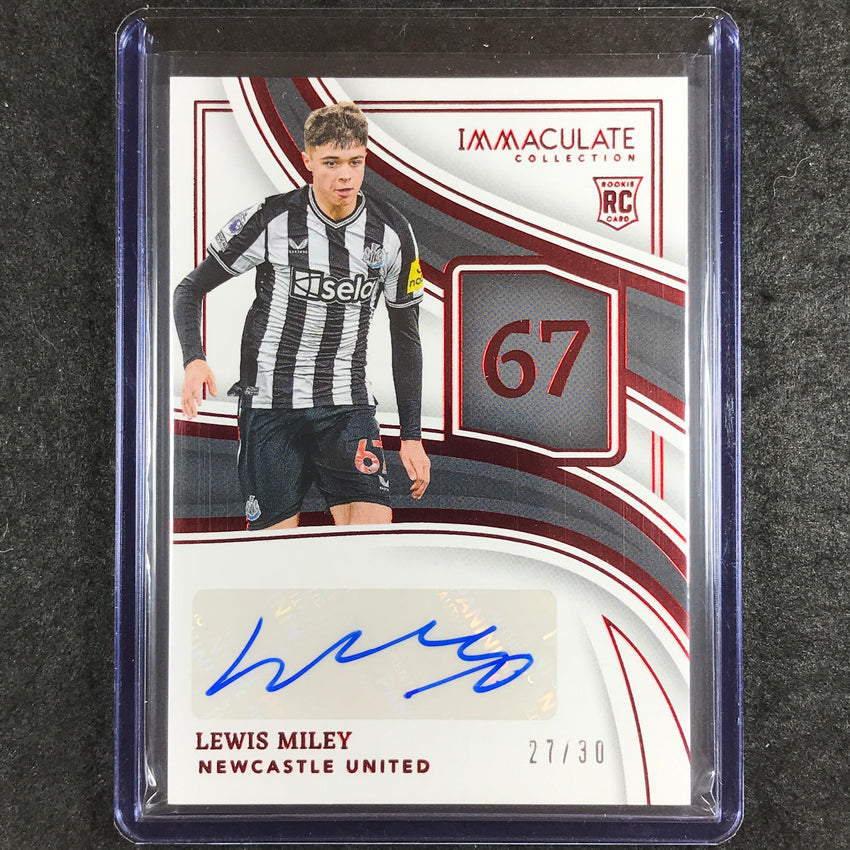 2023-24 Immaculate Soccer LEWIS MILEY Numbers Rookie Auto Ruby Red 27/30
