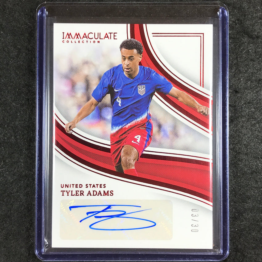 2023-24 Immaculate Soccer TYLER ADAMS Numbers Auto Ruby Red 3/30