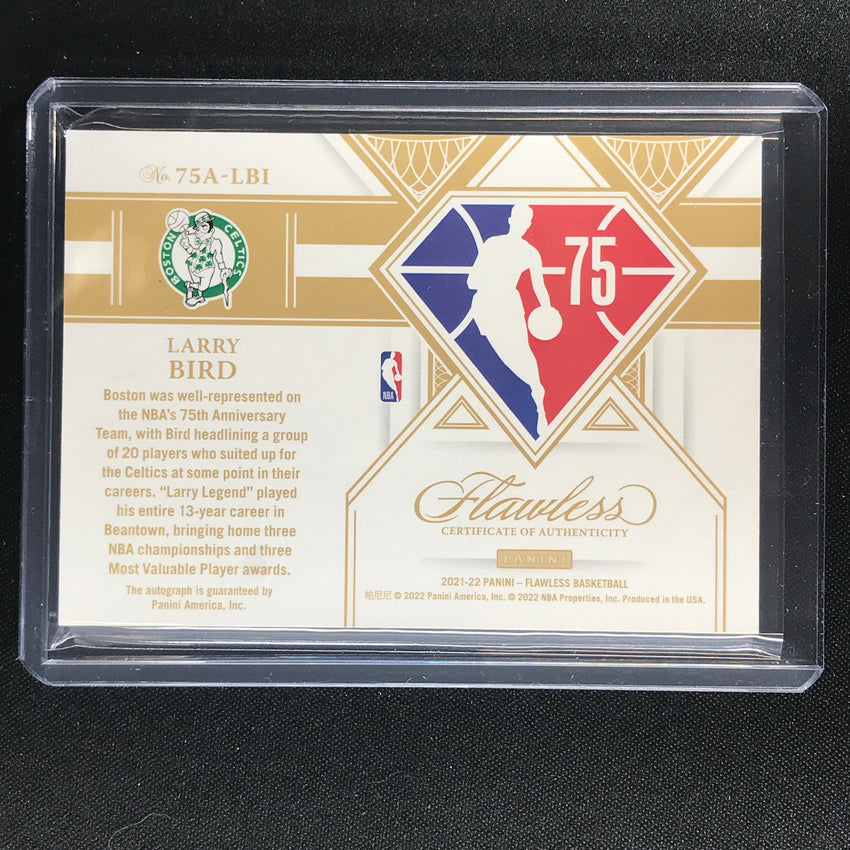 2021-22 Flawless Larry Bird 75th Anniversary Nba Auto Silver 19/25