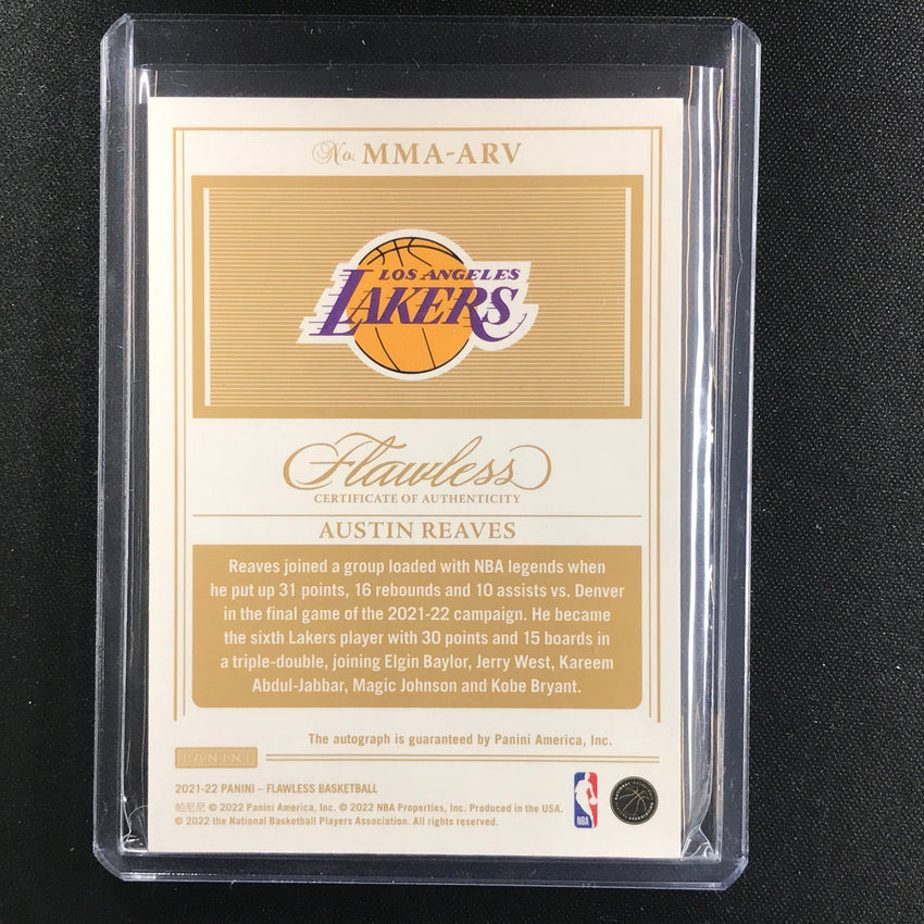 2021-22 Flawless Austin Reaves Momentous Rookie Auto Amethyst Purple 1/3
