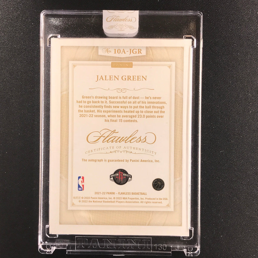 2021-22 Flawless Jalen Green 10th Anniversary Rookie Auto Gold 9/10