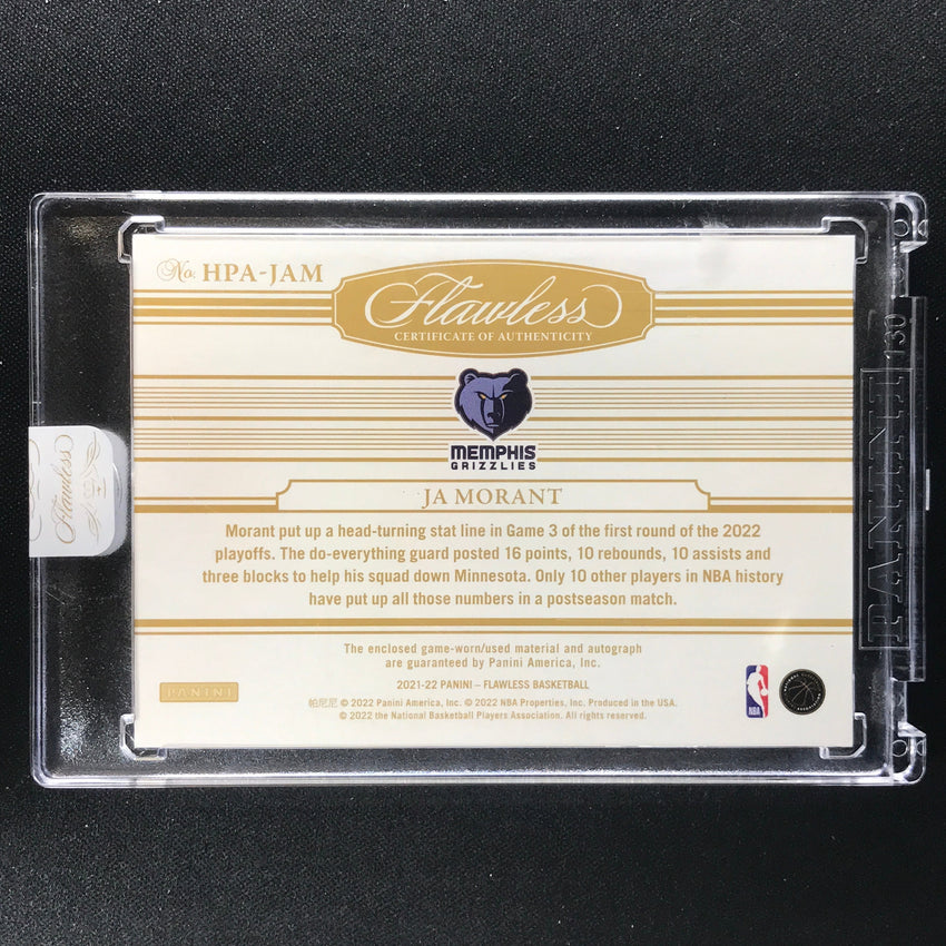 2021-22 Flawless Ja Morant Horizontal Patch Auto Ruby Red 3/15