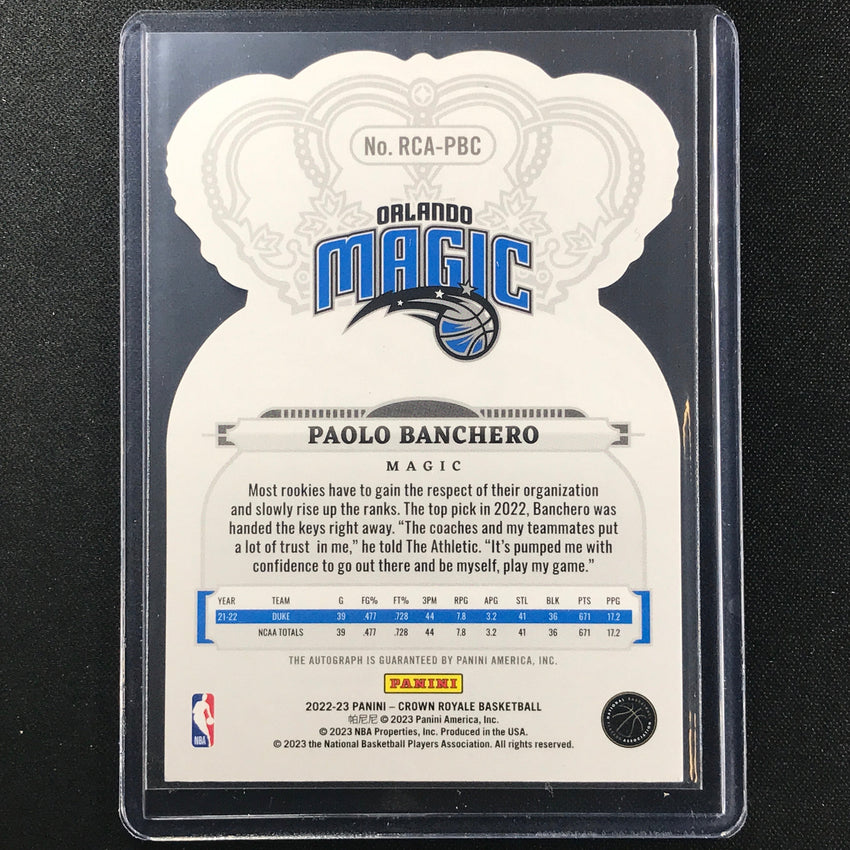 2022-23 Crown Royale Paolo Banchero Rookie Crown Auto Die-cut Red 5/35