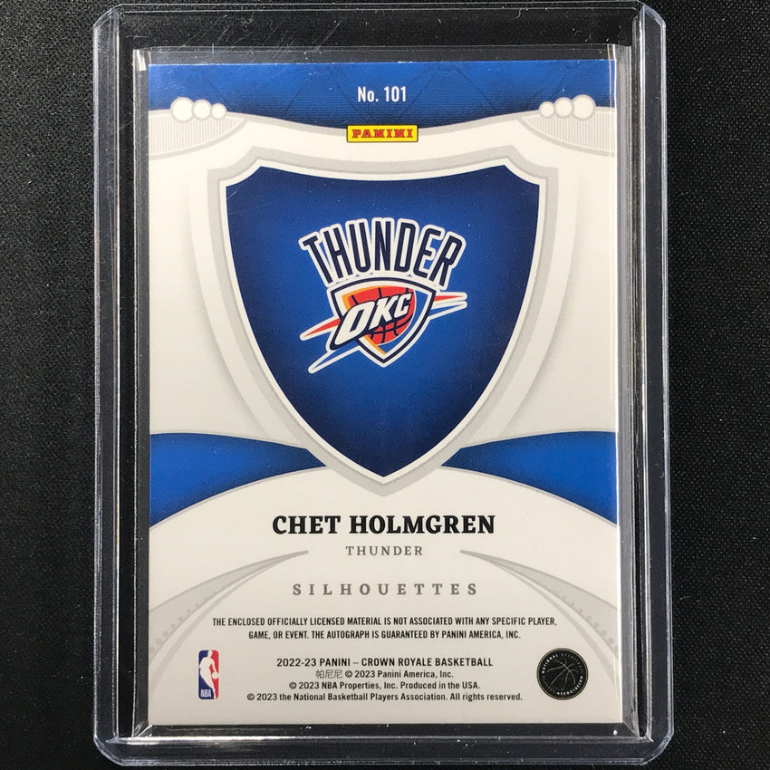 2022-23 Crown Royale Chet Holmgren Silhouettes Rookie Jersey Auto Silver 17/199