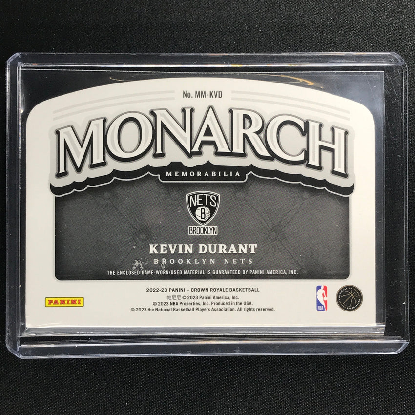 2022-23 Crown Royale Kevin Durant Monarch Patch Super Prime Platinum 1/1 Tag