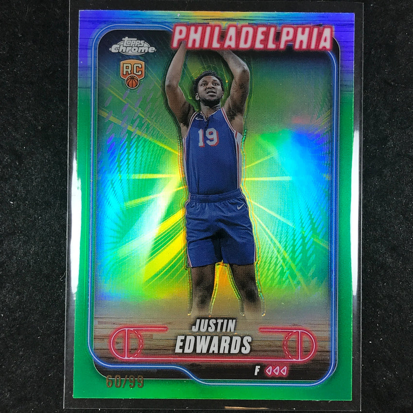 2024-25 Topps Chrome Basketball JUSTIN EDWARDS Rookie Base Green 60/99 #161