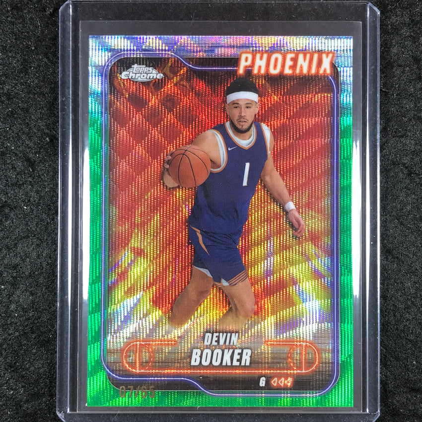 2024-25 Topps Chrome Basketball DEVIN BOOKER Base Green Wave 7/65 #164