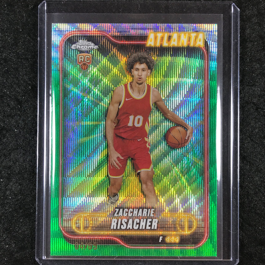 2024-25 Topps Chrome ZACCHARIE RISACHER Rookie Base Green Wave 4/65 #169