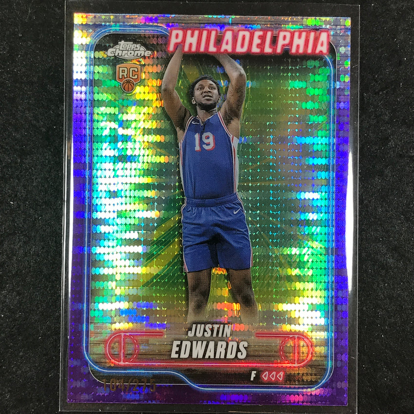 2024-25 Topps Chrome Basketball JUSTIN EDWARDS Rookie Purple Sonar 104/275 #161
