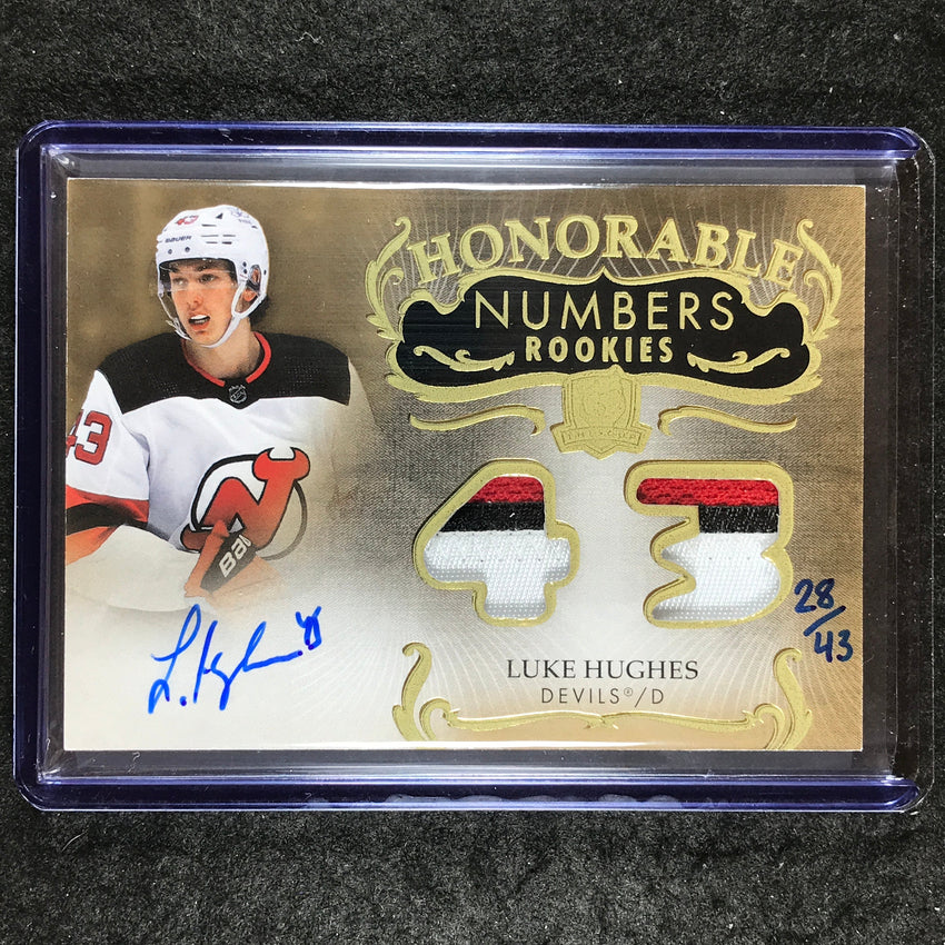 2023-24 The Cup Hockey LUKE HUGHES Honorable Numbers Rookie Patch Auto 28/43
