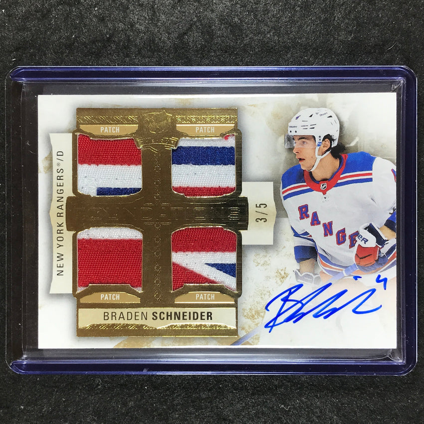 2023-24 The Cup Hockey BRADEN SCHNEIDER Update Foundations Quad Patch Auto 3/5