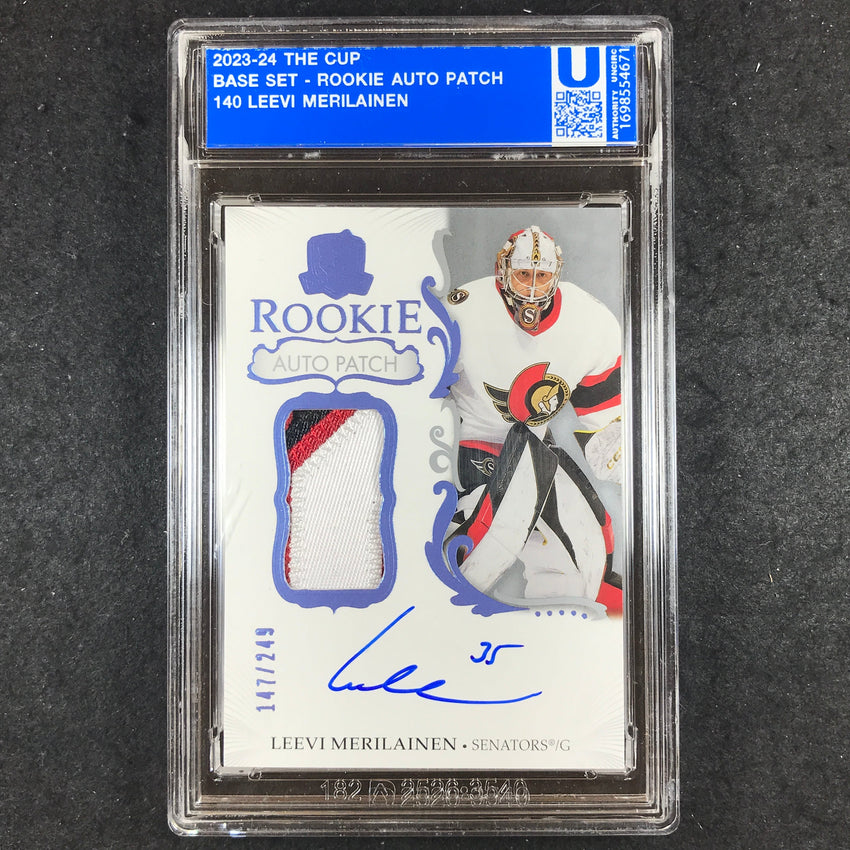 2023-24 The Cup Hockey LEEVI MERILAINEN Rookie Patch Auto 147/249 [ENCASED]