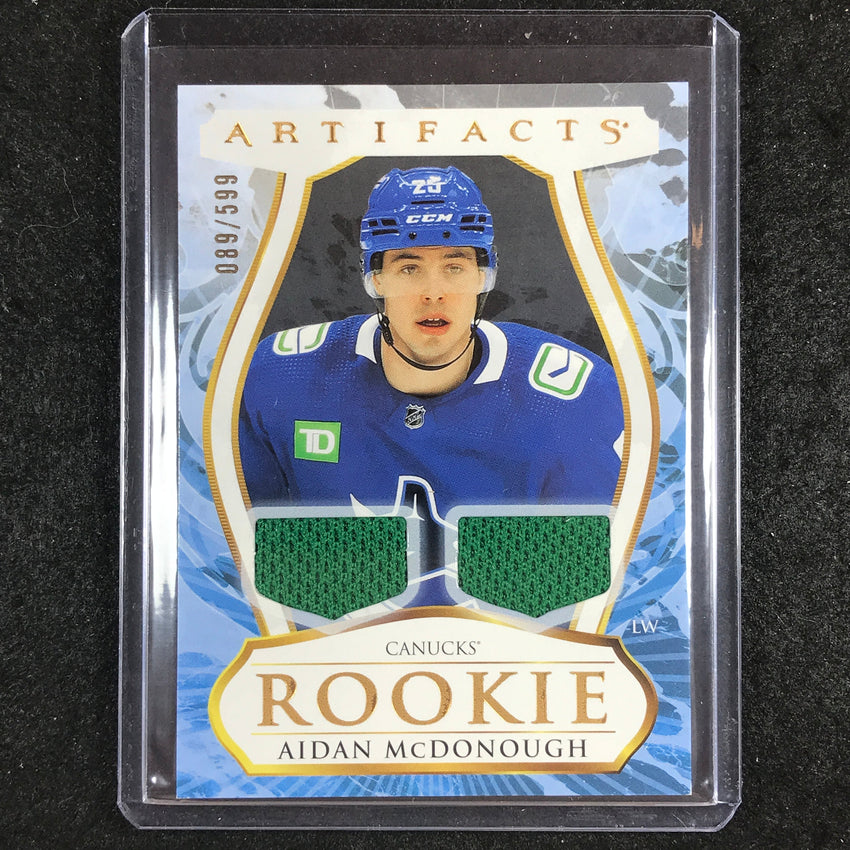 2023-24 Artifacts Hockey AIDAN MCDONOUGH Rookie Base Material Jersey Gold 89/599