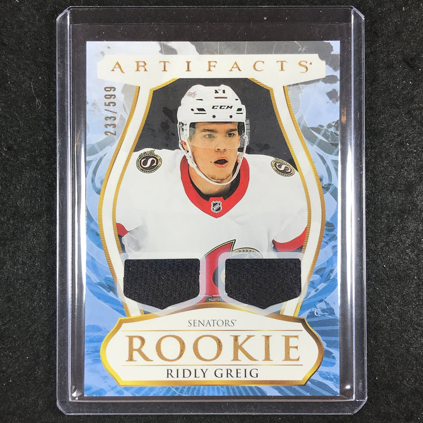 2023-24 Artifacts Hockey RIDLY GREIG Rookie Base Material Jersey Gold 233/599