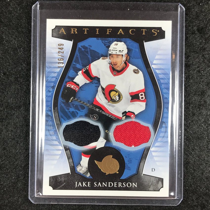 2023-24 Artifacts Hockey JAKE SANDERSON Base Material Jersey Gold 136/249 #79