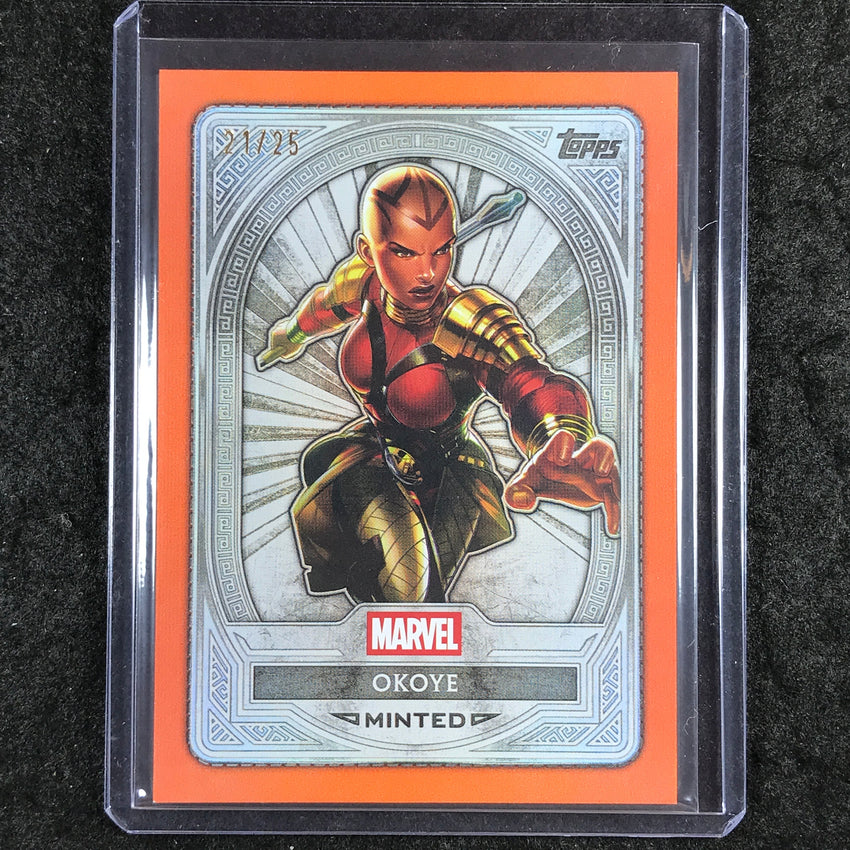 2025 Topps Marvel Mint OKOYE Silver Orange Foil 21/25 #57
