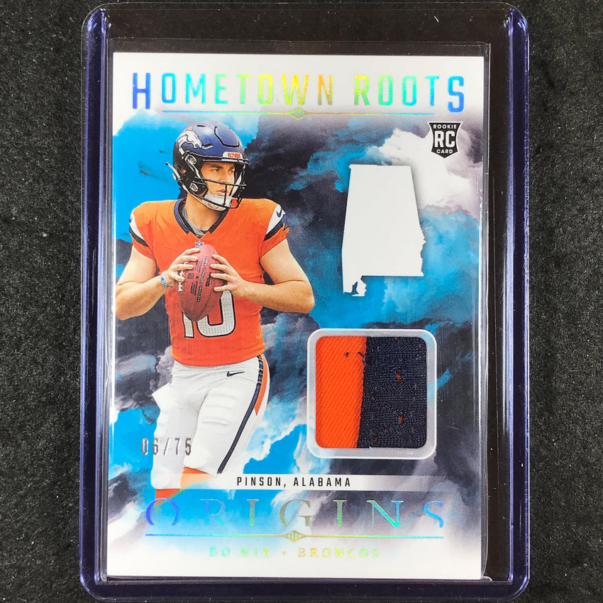2024 Origins Football BO NIX Hometown Roots Rookie Patch Relic Turquoise 6/75