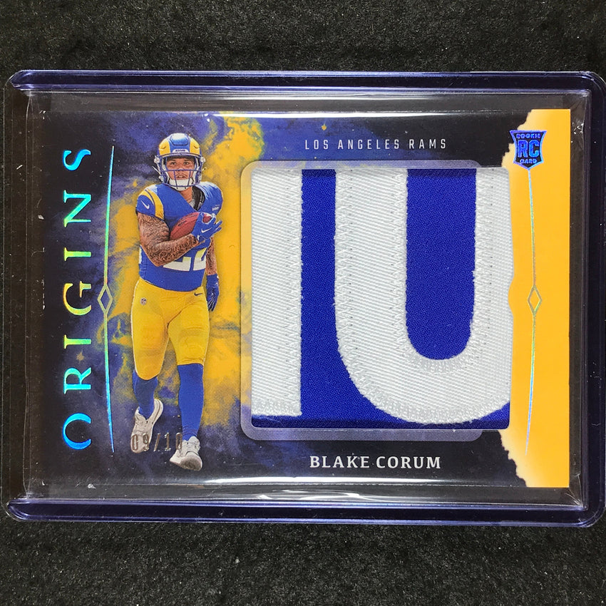 2024 Origins Football BLAKE CORUM Rookie Jumbo Jerseys Patch Relic Gold 9/10