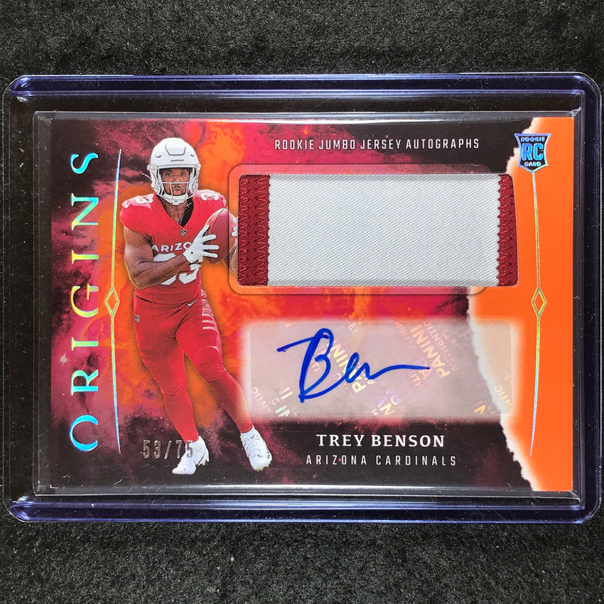 2024 Origins Football TREY BENSON Rookie Jumbo Jersey Patch Auto Orange 53/75