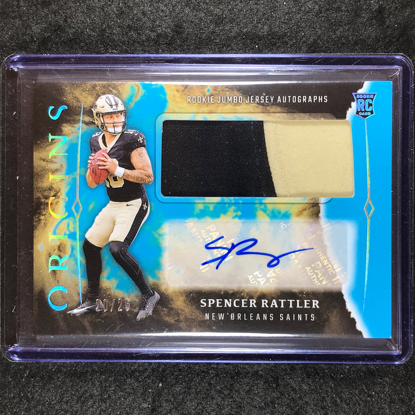 2024 Origins Football SPENCER RATTLER Rookie Jumbo Patch Auto Turquoise 20/25