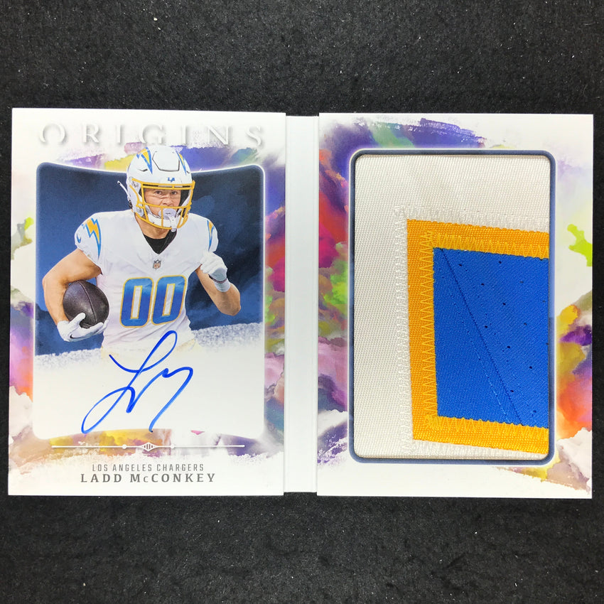 2024 Origins Football LADD MCCONKEY Rookie Booklet Patch Auto 23/49