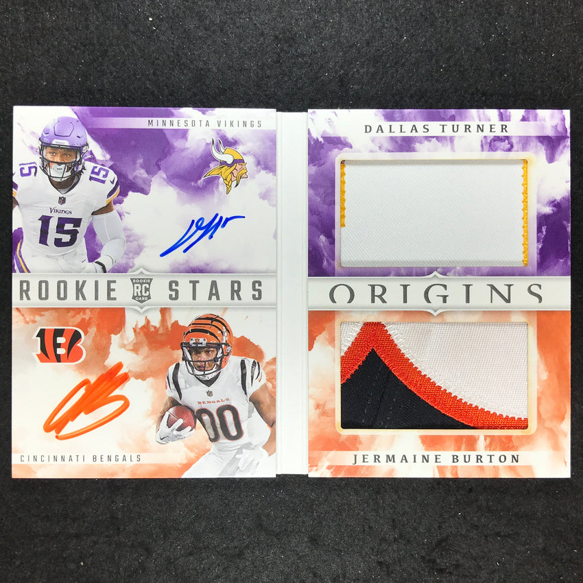 2024 Origins Football TURNER BURTON Rookie Stars Dual Patch Auto Booklet 47/49