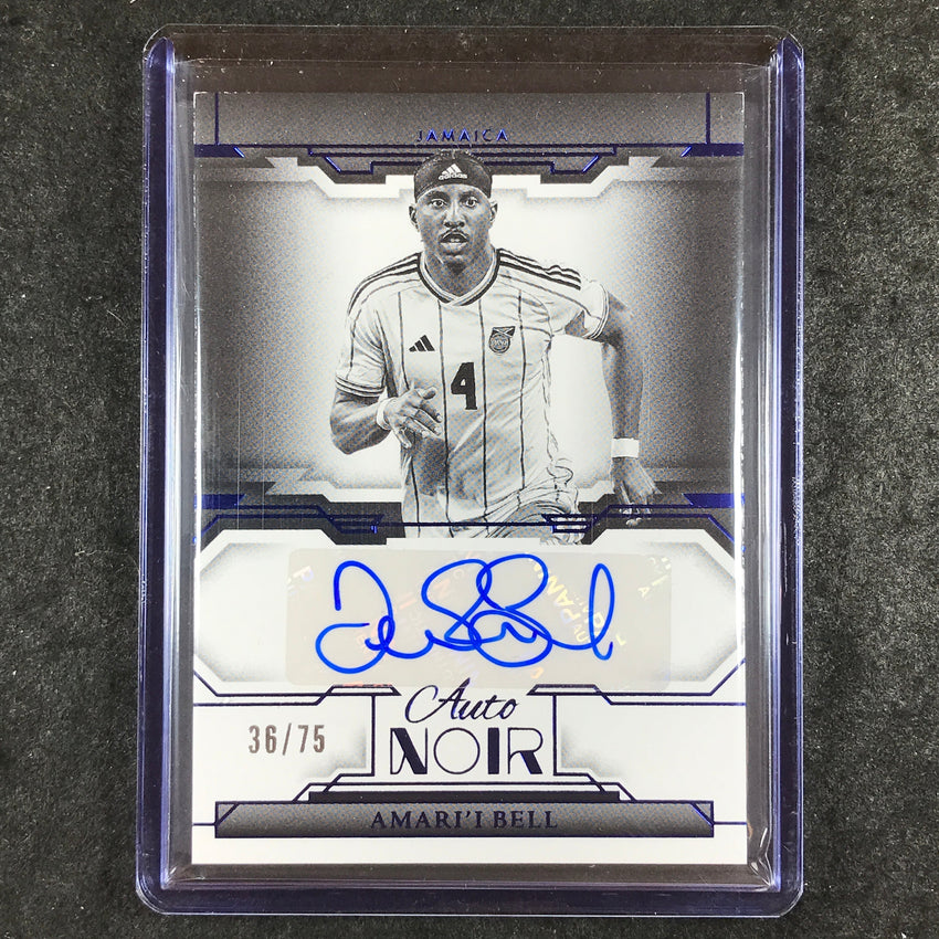 2024-25 Noir Soccer AMARI'I BELL Auto Noir Black and White Blue 36/75