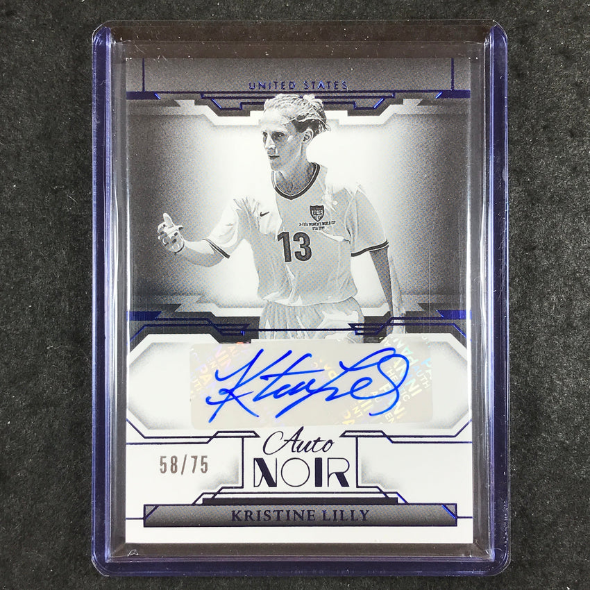2024-25 Noir Soccer KRISTINE LILLY Auto Noir Black and White Blue 58/75