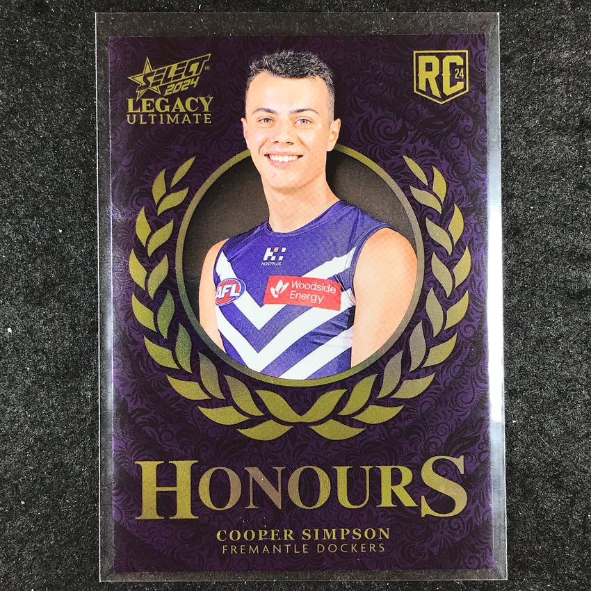 2024 Select AFL Legacy Ultimate COOPER SIMPSON Honours Rookie 220/255 #233