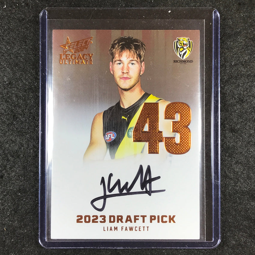 2024 Select AFL Legacy Ultimate LIAM FAWCETT Draft Pick Signatures Copper 14/175