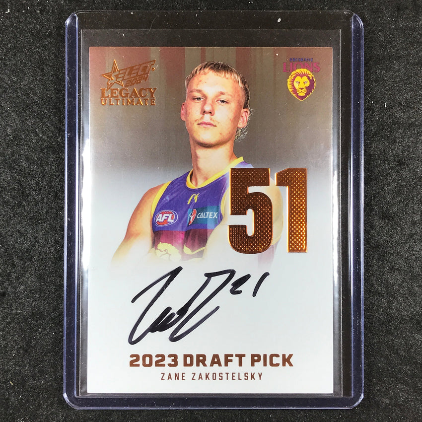 2024 Select AFL Legacy Ultimate ZANE ZAKOSTELSKY Draft Pick Signatures 28/175