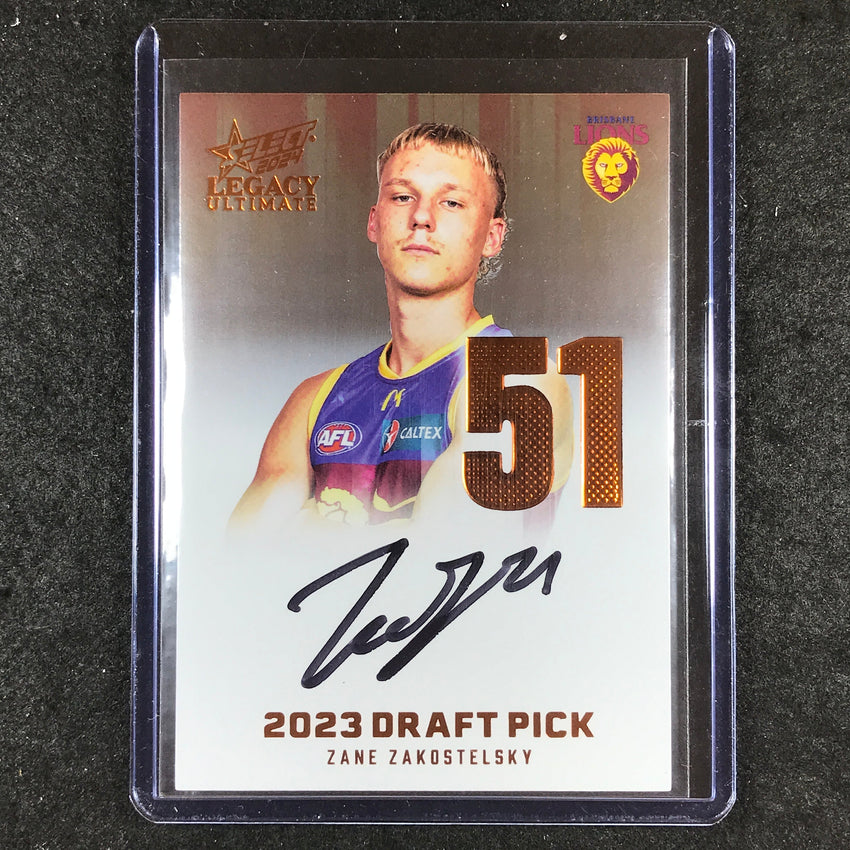 2024 Select AFL Legacy Ultimate ZANE ZAKOSTELSKY Draft Pick Signatures 74/175