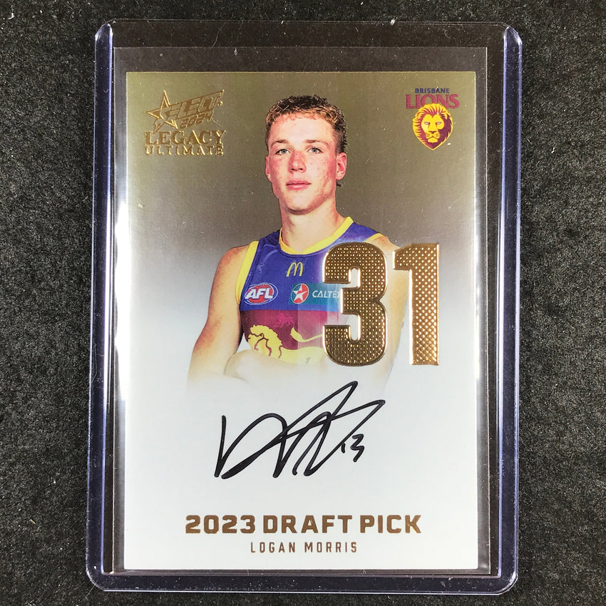 2024 Select AFL Legacy Ultimate LOGAN MORRIS Draft Pick Signatures Gold 38/85