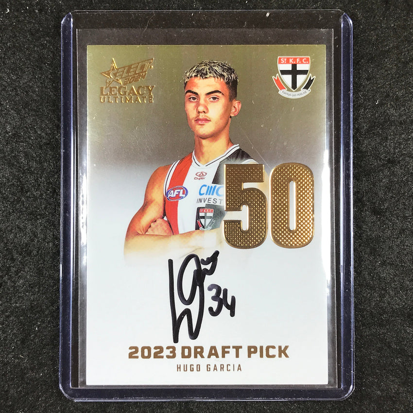 2024 Select AFL Legacy Ultimate HUGO GARCIA Draft Pick Signatures Gold 54/85 #50