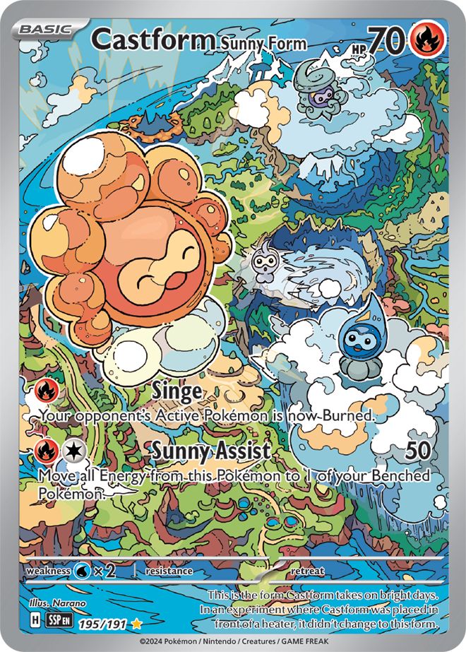 Castform Sunny Form - 195/191 - Illustration Rare Surging Sparks