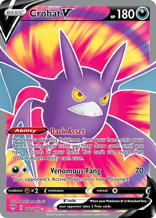 FULL ART Crobat V - 182/189 - Ultra Rare - Darkness Ablaze