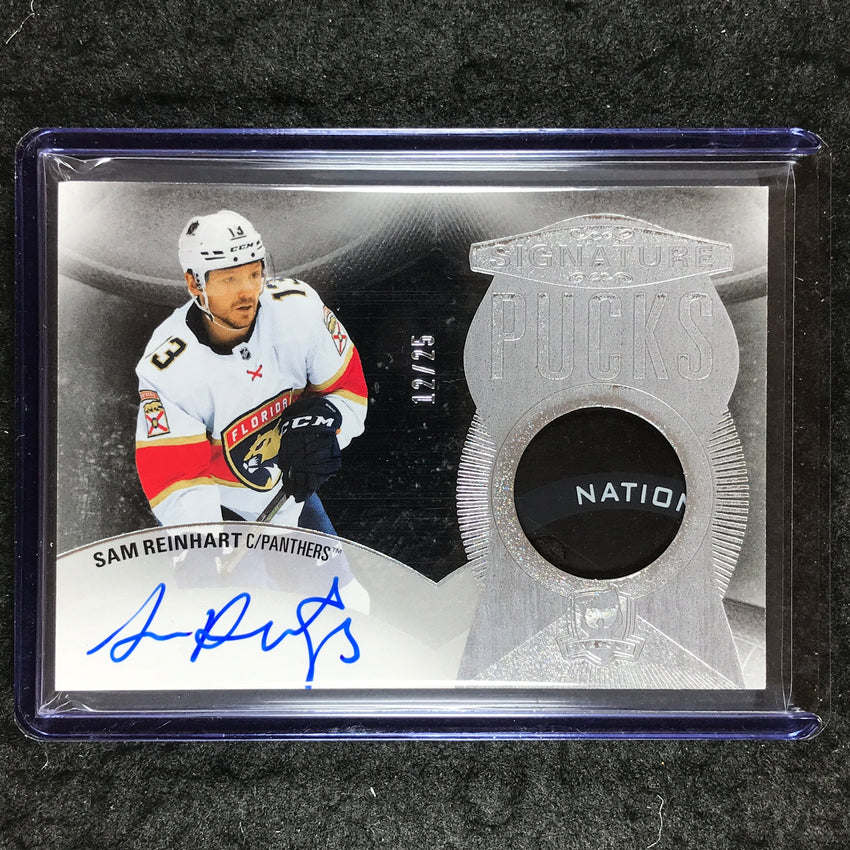 2024-25 The Cup Hockey SAM REINHART Signature Pucks Relic Auto 12/25