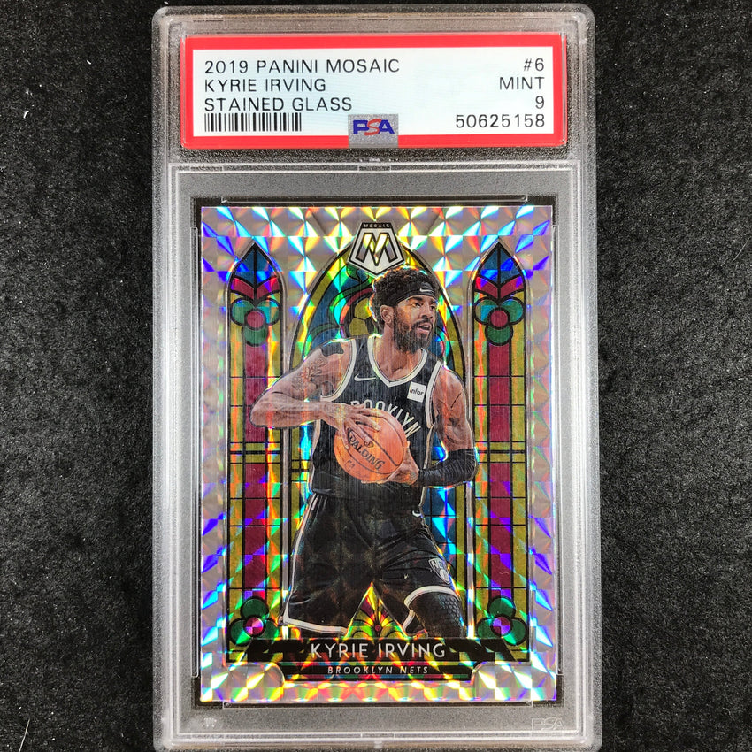 2019 Panini Mosaic Stained Glass KYRIE IRVING Stained Glass #6 PSA 9 (158)