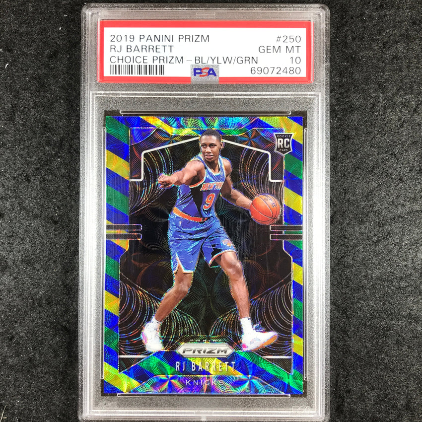 2019 Panini Prizm RJ BARRETT Rookie Choice Blue Yellow Green #250 PSA 10 (480)