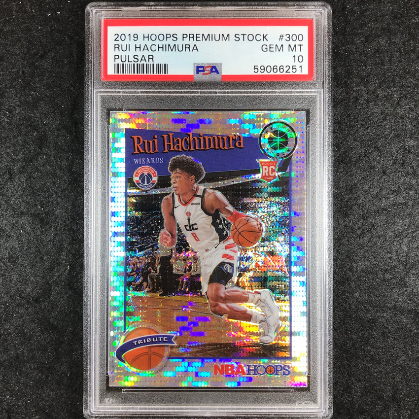 2019 Panini Hoops Premium Stock RUI HACHIMURA Rookie Pulsar #300 PSA 10 (251)