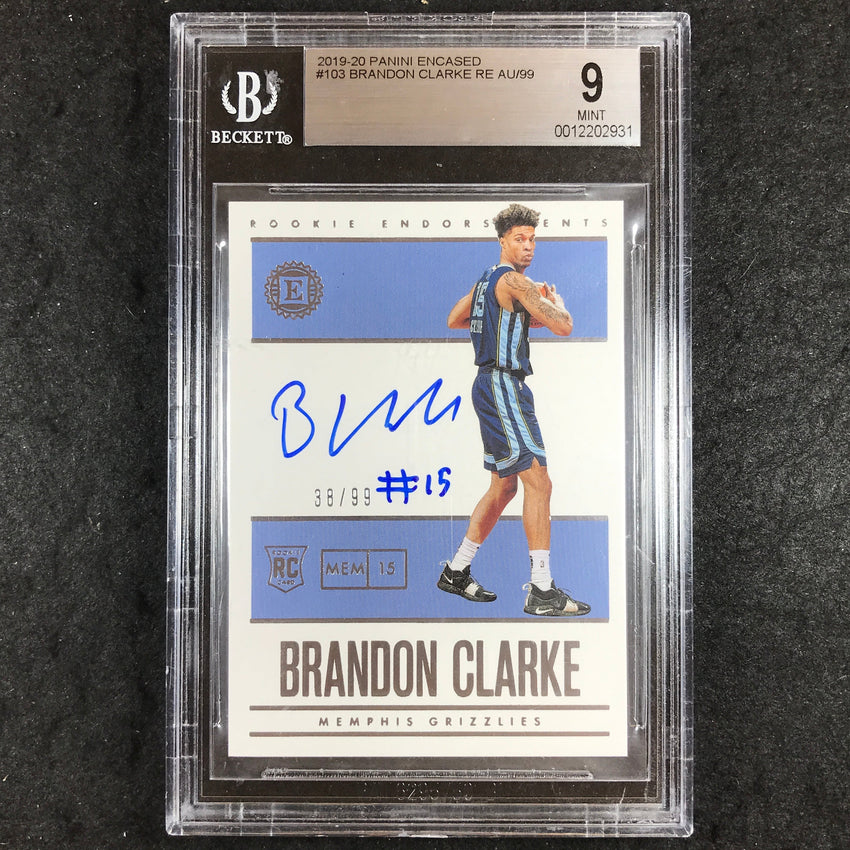 2019 Panini Encased BRANDON CLARKE Rookie Endorsements Auto 38/99 BGS 9 (931)