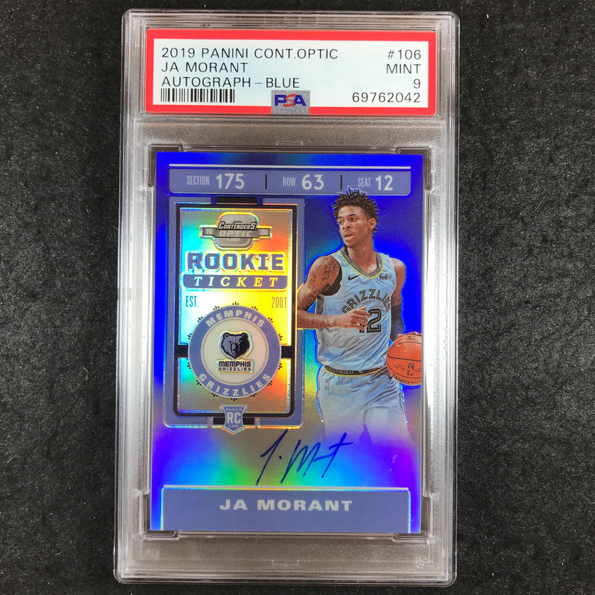 2019 Contenders Optic JA MORANT Rookie Ticket Auto Blue 24/99 #106 PSA 9 (042)