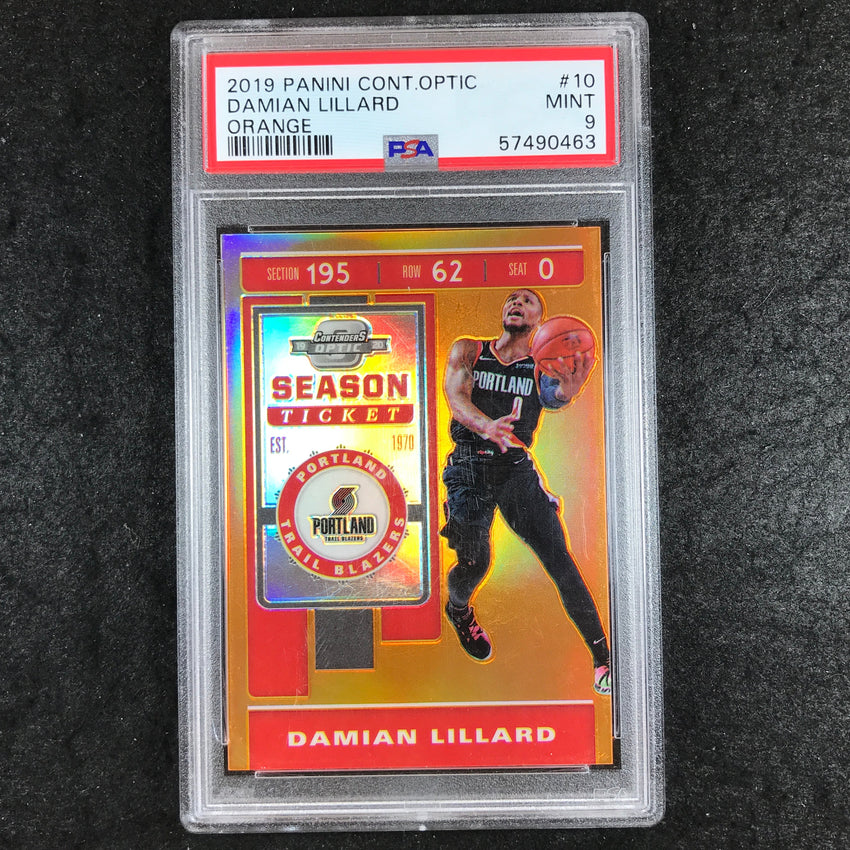 2019 Panini Contenders Optic Damian Lillard Orange 34/49 #10 PSA 9 (463)